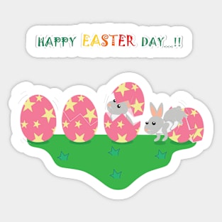 Happy easter's day, Bunny easter, easter egg, Bunny hatch from easter egg, cute bunny, rabbit lover. Sticker